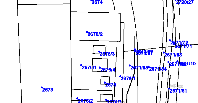 Parcela st. 2676/3 v KÚ České Budějovice 6, Katastrální mapa