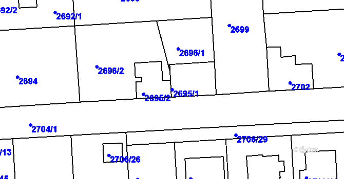 Parcela st. 2695/1 v KÚ České Budějovice 6, Katastrální mapa