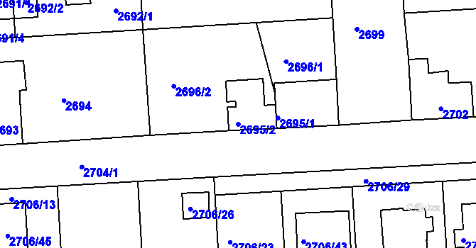Parcela st. 2695/2 v KÚ České Budějovice 6, Katastrální mapa