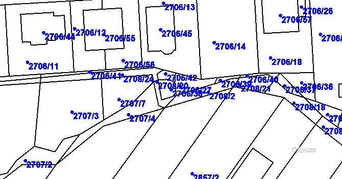 Parcela st. 2706/38 v KÚ České Budějovice 6, Katastrální mapa