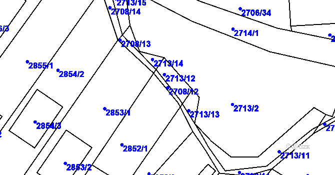 Parcela st. 2708/12 v KÚ České Budějovice 6, Katastrální mapa