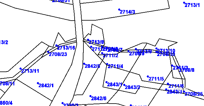 Parcela st. 2711/2 v KÚ České Budějovice 6, Katastrální mapa