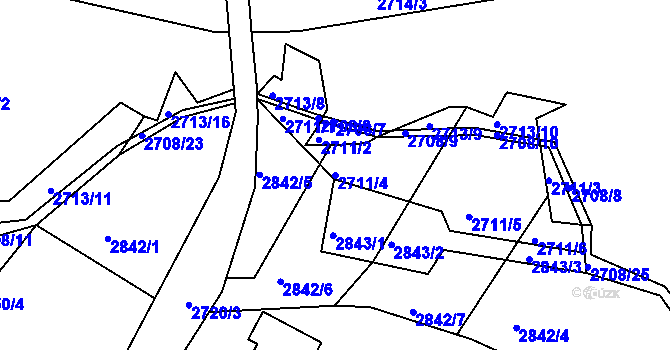 Parcela st. 2711/4 v KÚ České Budějovice 6, Katastrální mapa