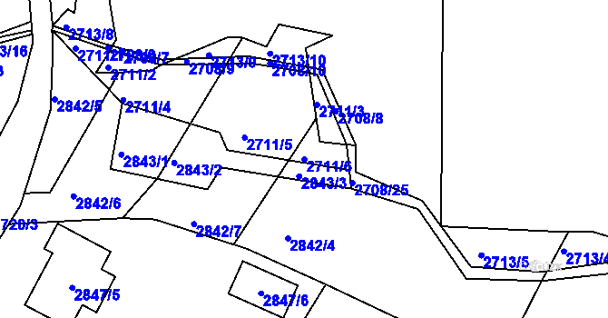 Parcela st. 2711/6 v KÚ České Budějovice 6, Katastrální mapa