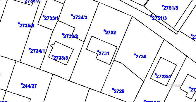 Parcela st. 2731 v KÚ České Budějovice 6, Katastrální mapa