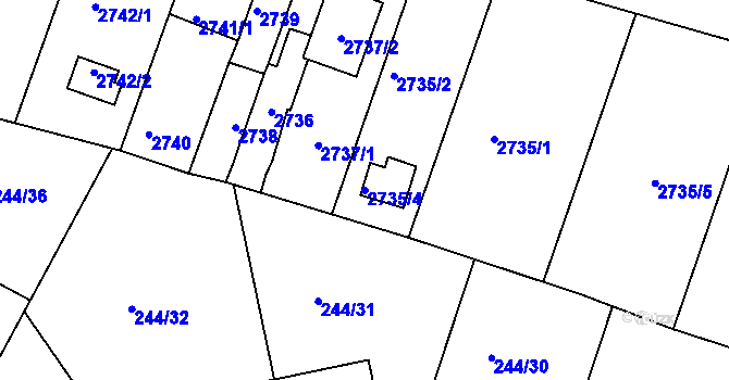 Parcela st. 2735/4 v KÚ České Budějovice 6, Katastrální mapa