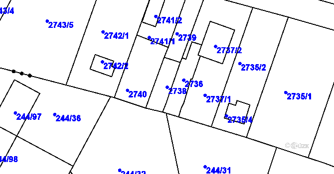 Parcela st. 2738 v KÚ České Budějovice 6, Katastrální mapa