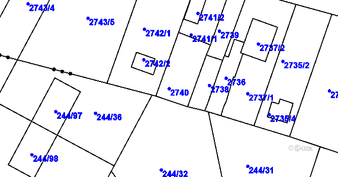 Parcela st. 2740 v KÚ České Budějovice 6, Katastrální mapa