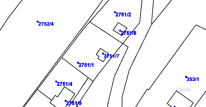 Parcela st. 2751/7 v KÚ České Budějovice 6, Katastrální mapa