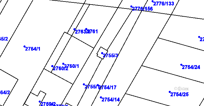 Parcela st. 2755/3 v KÚ České Budějovice 6, Katastrální mapa