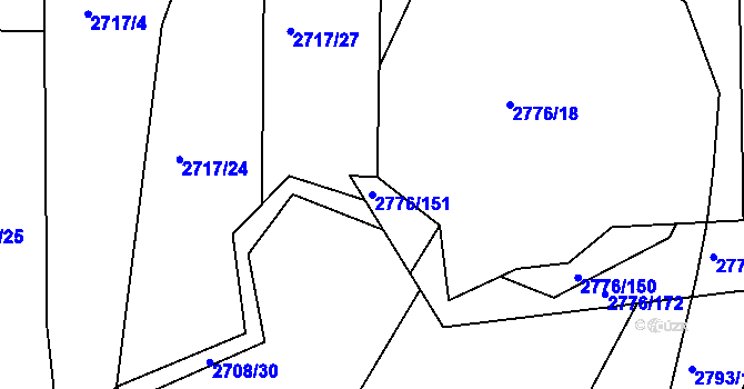 Parcela st. 2776/151 v KÚ České Budějovice 6, Katastrální mapa