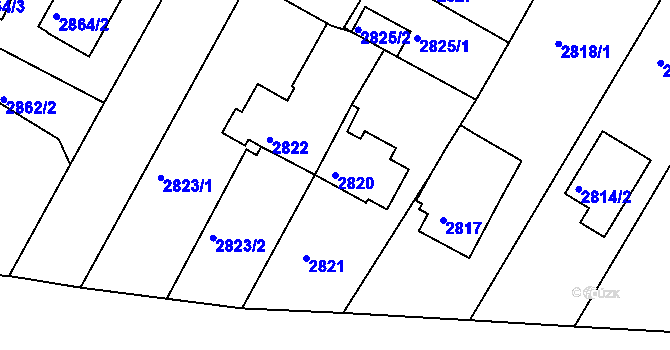 Parcela st. 2820 v KÚ České Budějovice 6, Katastrální mapa