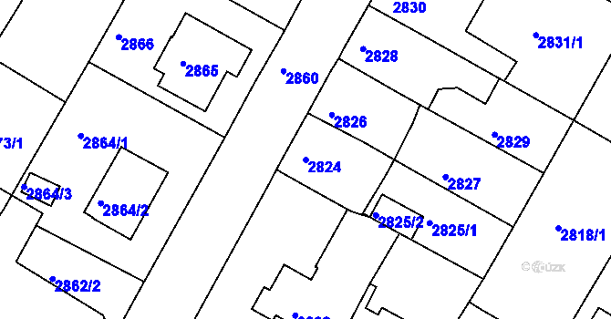 Parcela st. 2824 v KÚ České Budějovice 6, Katastrální mapa