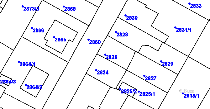 Parcela st. 2826 v KÚ České Budějovice 6, Katastrální mapa