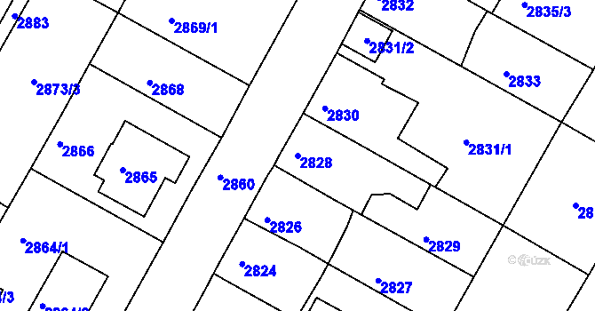 Parcela st. 2828 v KÚ České Budějovice 6, Katastrální mapa