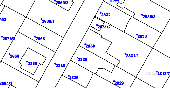 Parcela st. 2830 v KÚ České Budějovice 6, Katastrální mapa