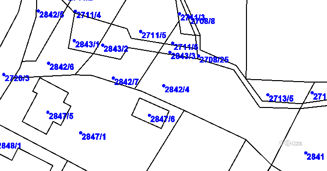 Parcela st. 2842/4 v KÚ České Budějovice 6, Katastrální mapa
