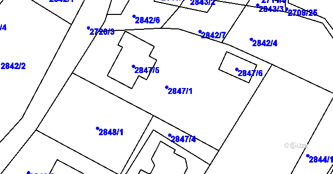 Parcela st. 2847/1 v KÚ České Budějovice 6, Katastrální mapa