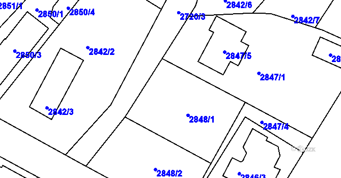Parcela st. 2848 v KÚ České Budějovice 6, Katastrální mapa