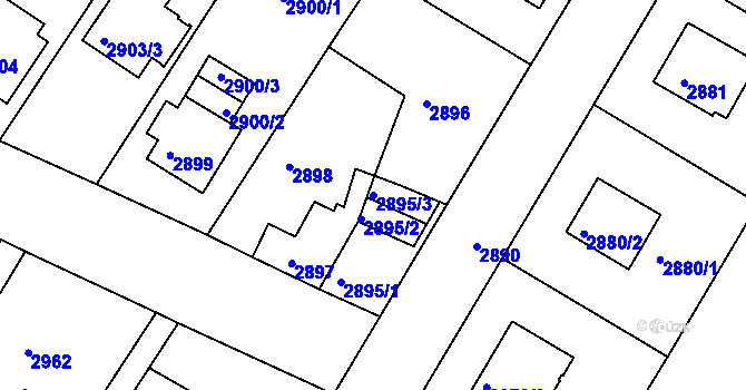 Parcela st. 2895/3 v KÚ České Budějovice 6, Katastrální mapa