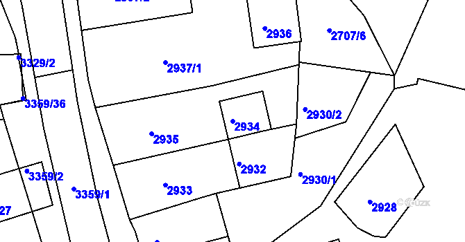 Parcela st. 2934 v KÚ České Budějovice 6, Katastrální mapa