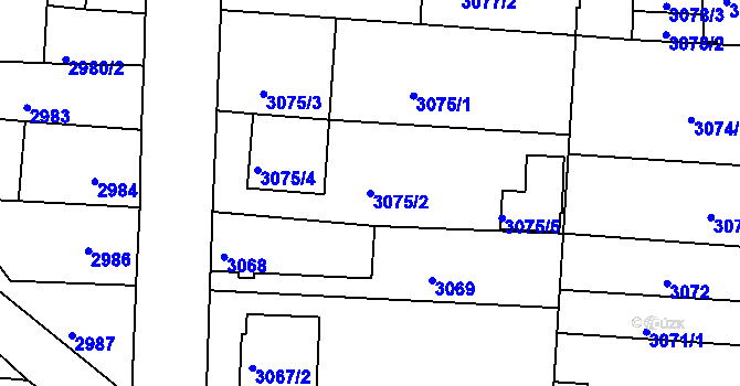 Parcela st. 3075/2 v KÚ České Budějovice 6, Katastrální mapa