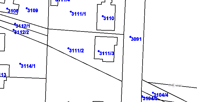 Parcela st. 3111/3 v KÚ České Budějovice 6, Katastrální mapa