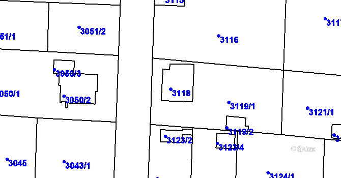 Parcela st. 3118 v KÚ České Budějovice 6, Katastrální mapa