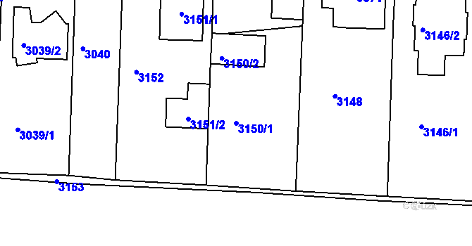 Parcela st. 3150/1 v KÚ České Budějovice 6, Katastrální mapa