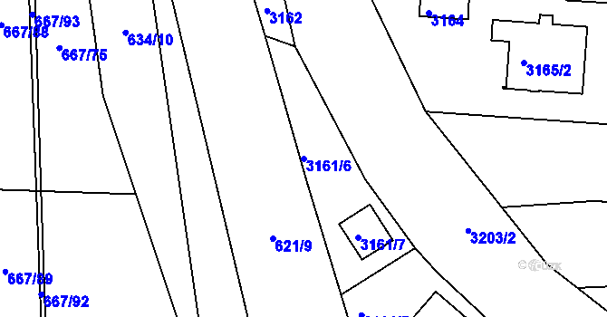 Parcela st. 3161/6 v KÚ České Budějovice 6, Katastrální mapa