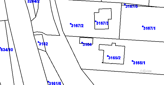 Parcela st. 3164 v KÚ České Budějovice 6, Katastrální mapa