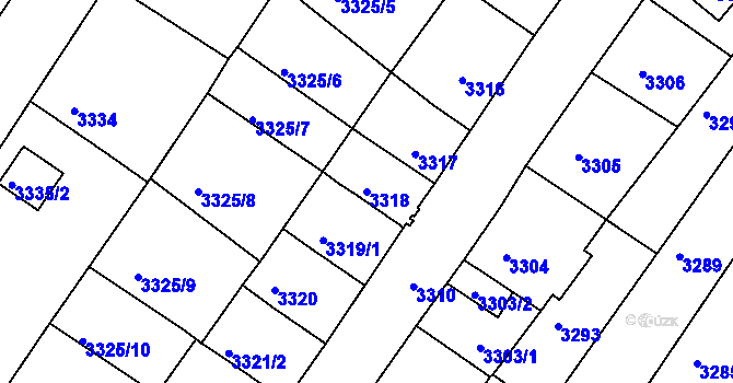 Parcela st. 3318 v KÚ České Budějovice 6, Katastrální mapa