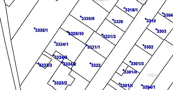 Parcela st. 3321/1 v KÚ České Budějovice 6, Katastrální mapa