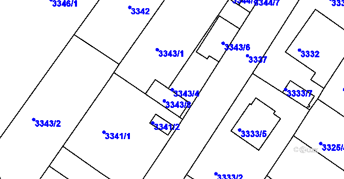Parcela st. 3343/4 v KÚ České Budějovice 6, Katastrální mapa