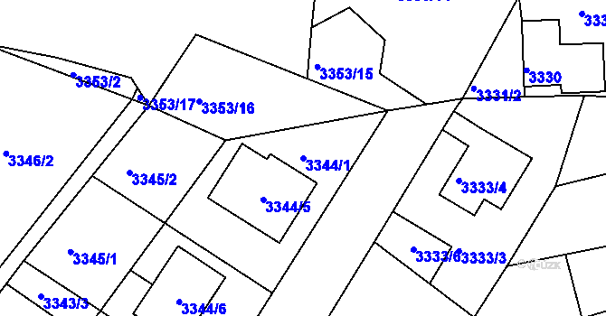 Parcela st. 3344/1 v KÚ České Budějovice 6, Katastrální mapa