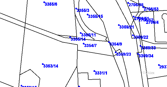 Parcela st. 3354/7 v KÚ České Budějovice 6, Katastrální mapa