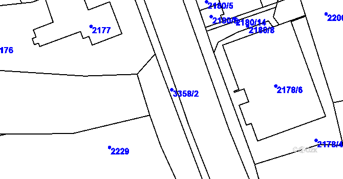Parcela st. 3358/2 v KÚ České Budějovice 6, Katastrální mapa