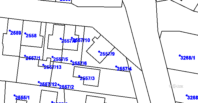Parcela st. 2557/9 v KÚ České Budějovice 6, Katastrální mapa