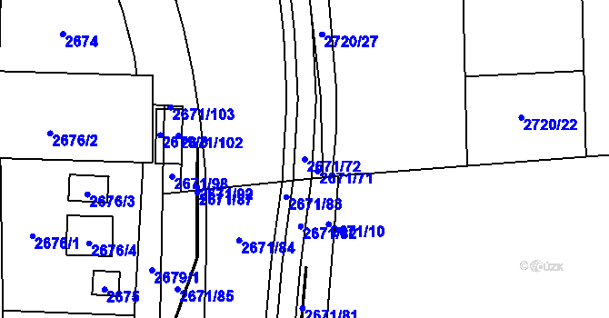 Parcela st. 2671/72 v KÚ České Budějovice 6, Katastrální mapa