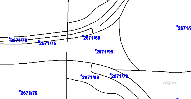 Parcela st. 2671/96 v KÚ České Budějovice 6, Katastrální mapa