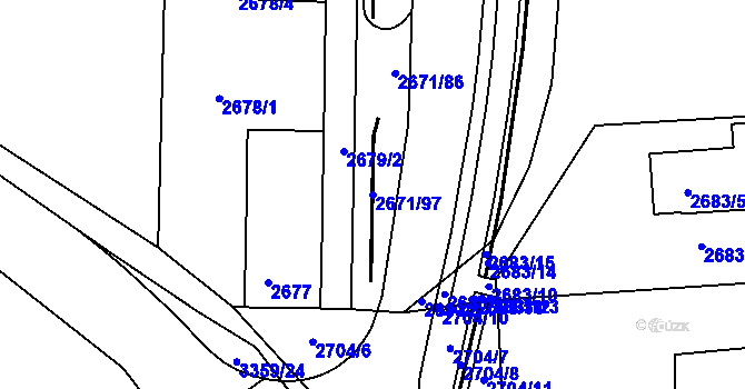 Parcela st. 2671/97 v KÚ České Budějovice 6, Katastrální mapa