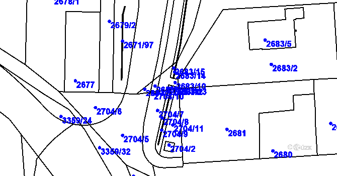 Parcela st. 2683/11 v KÚ České Budějovice 6, Katastrální mapa