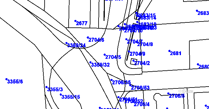 Parcela st. 2704/5 v KÚ České Budějovice 6, Katastrální mapa