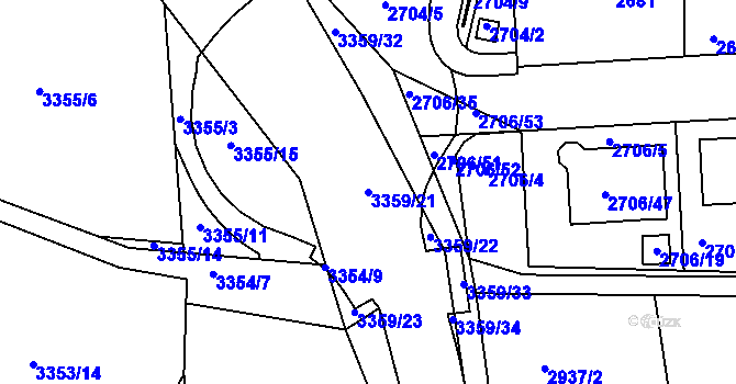 Parcela st. 3359/21 v KÚ České Budějovice 6, Katastrální mapa