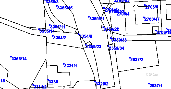 Parcela st. 3359/23 v KÚ České Budějovice 6, Katastrální mapa