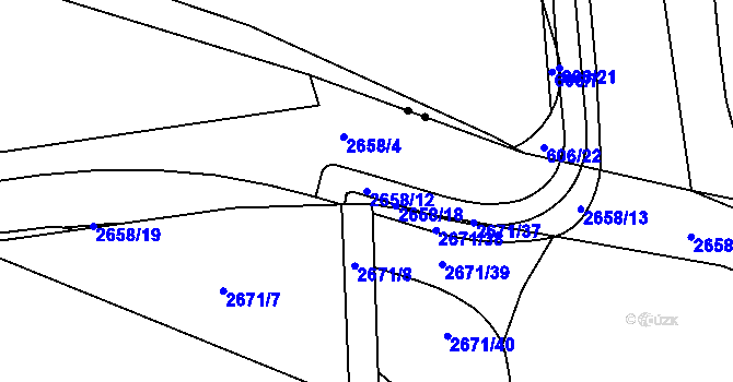 Parcela st. 2658/12 v KÚ České Budějovice 6, Katastrální mapa