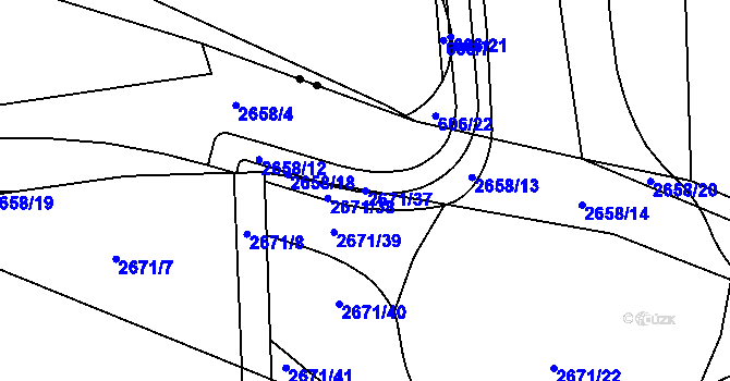 Parcela st. 2671/37 v KÚ České Budějovice 6, Katastrální mapa