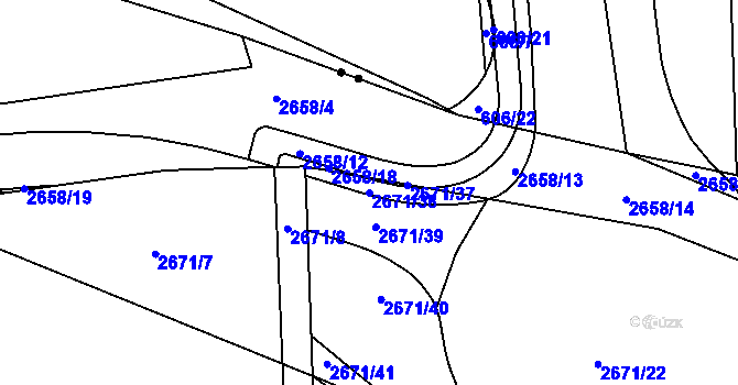 Parcela st. 2671/38 v KÚ České Budějovice 6, Katastrální mapa
