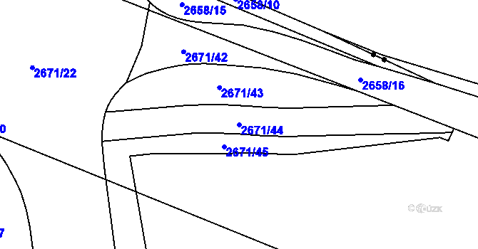 Parcela st. 2671/44 v KÚ České Budějovice 6, Katastrální mapa
