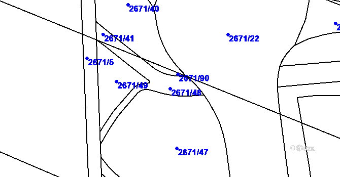 Parcela st. 2671/48 v KÚ České Budějovice 6, Katastrální mapa